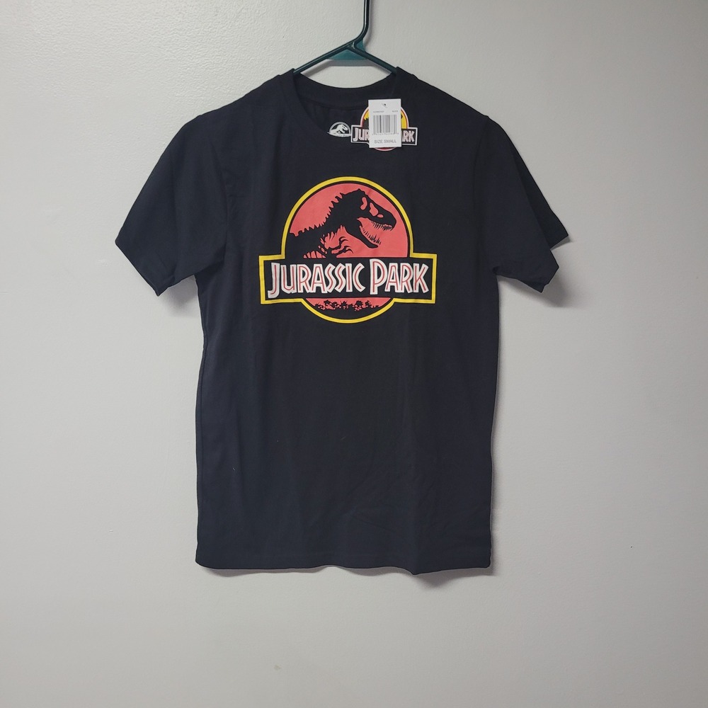 Jurassic Park Dinosaur Logo Black‎ T Shirt Size Small NWT